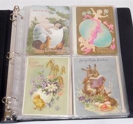 Vintage Early 1900's Lot of 60 Misc. Easter Post Cards in Binder (Bunnies, Chics, Eggs, Crosses, Etc..)