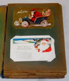 Antique Early 1900's Post Card Album Full w/ 147 Cards (Santa Claus, Romance, Holiday, Comic, Etc..)