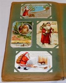 Antique Early 1900's Post Card Album Full w/ 208 Cards (Patriotic, Santa Claus, Romance, Holidays, Comic, Etc..)