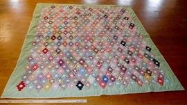 Vintage Hand Pieced & Stitched Quilt 85" x 99"