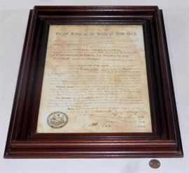 Antique 1873 I.O.O.F. Grand Lodge of New York Special Dispensation Certificate FRAMED