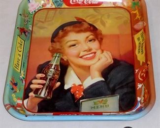 Vintage 1950's Coca-Cola Metal Tray (Menu Girl)