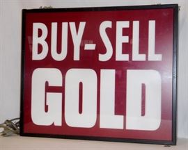 HTF Vintage "Buy - Sell Gold" Lighted Large Hanging Store Front Sign WORKS