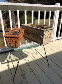 Miscellaneous flower containers and small tables