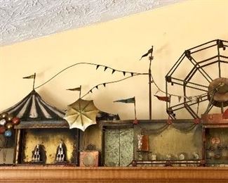 Metal wall or shelf art. This is a large piece.