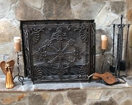 Fireplace cast iron screen, as is.