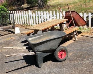 Great picnic table and two wheelbarrows. All ready for some summer fun!