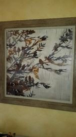 The leaves and the birds  Framed in Barnboard  $20