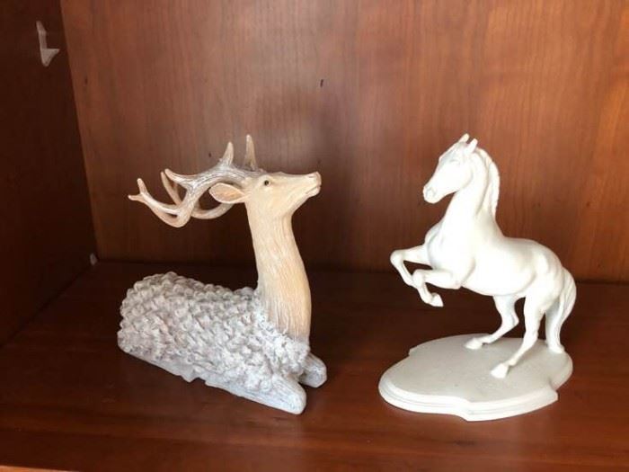 Horse and Stag sculptures