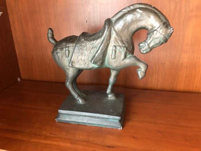 Olive Green Horse Statue