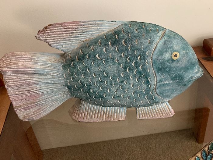 Large art pottery fish