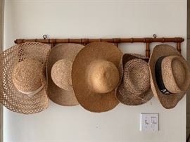  Antique French Portemanteau coat/hat rack faux bamboo 6 hooks