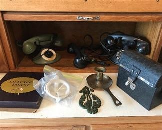 antique phones and camera equipment