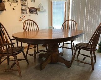 Dining Set with 2 arm chairs and 4 side chairs (3 leaves for table)