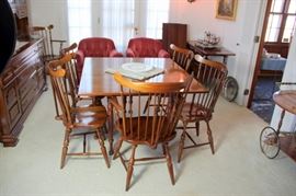 Cherry Drop Leaf Dining Table with 6 Windsor Chairs