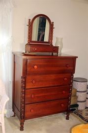 Cherry Chest of Drawers with Matching Shaving Mirror