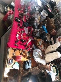 Lots of antique figureines bone china glass marvel coal and much more 