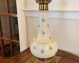 13. Pair of Vintage Ceramic Table Lamps w/ Brass Base (32")