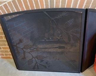 23. 3 Panel Fireplace Screen w/ Pinecone Motif (48" x 33")