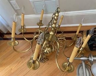 54. 8 Arm Brass Chandelier (26" w)