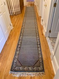 82. Blue and Brown Hand Knotted Wool Runner (2'6" x 19'6")