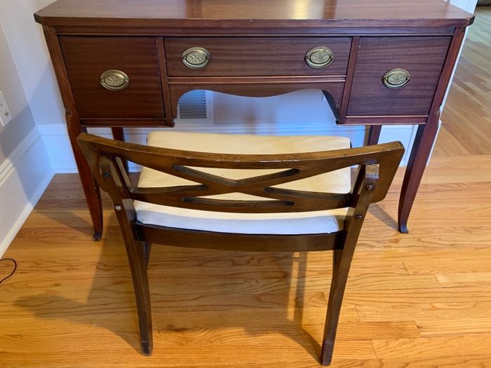 95. Vintage Dressing Table (46" x 18" x 30")
96. Wide Cross Back Dressing Chair (24" x 16" x 25")