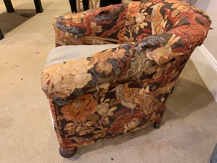 Vintage Club Chair (needs upholstery) (32" x 30" x 26")