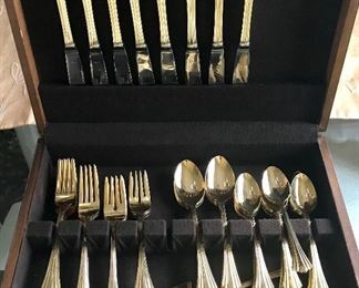 Gold plated flatware set