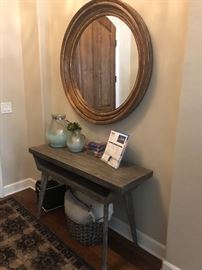 Pottery barn mirror, table basket etc