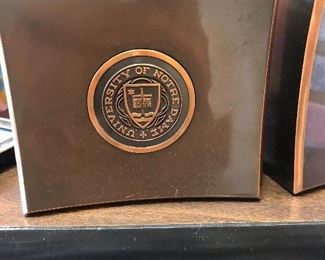 Set of metal University of Notre Dame bookends