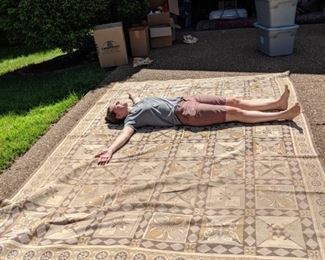 This is a large rug!!!! Sydney is a tall girl!!!!