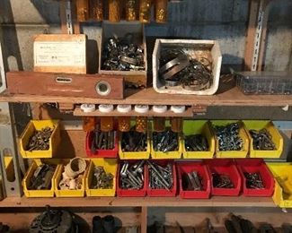 Assorted hardware and vintage chisels