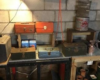 Vintage metal toolboxes