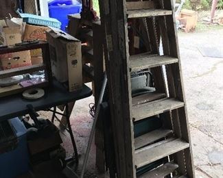 Two wooden 8 foot step ladders