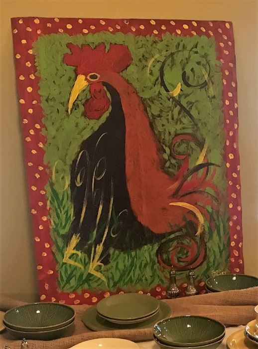 Early work of John Sperry (signed) of a Rooster on tin
