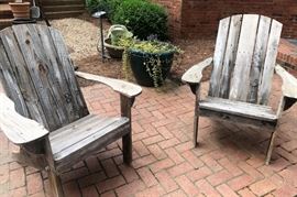 2 wooden Andirondack chairs