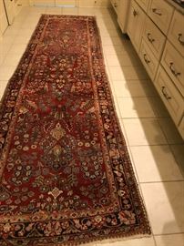 1940s Persian Sarouk handwoven runner rug approx 13'6" x 3' 9"