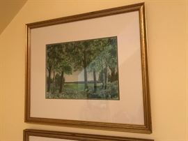 Closer look at framed landscape prints by James E. Cooper (Sussex, England)