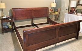 King-size bed frame, side tables, pair of table lamps, more.