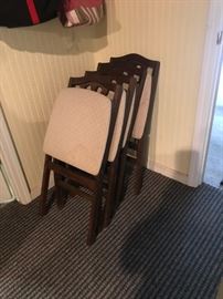 Set of 4 folding wooden upholstered seat chairs