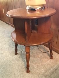 Vintage  wood round end table 