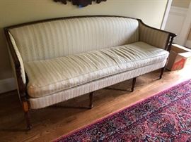 antique Hickory Chair Co. Company Sheraton Mahogany sofa with down upholstery