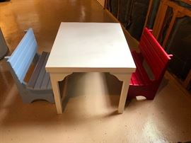 vintage kids table and benches