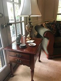 Crescent cherry wood end table