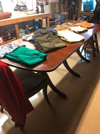 antique table with 2 leaves and 4 chairs. CHEAP