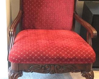 Red Velvet Queen Anne Chair