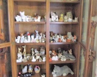 Carnival Glassware, Pressed Glassware, etc.    Cabinet Full of  Collections of CATS... china/glassware, etc...