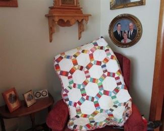 Over 40 handmade Quilts, Linens,  Collections of Grandfather Clocks & Clock Collection....
