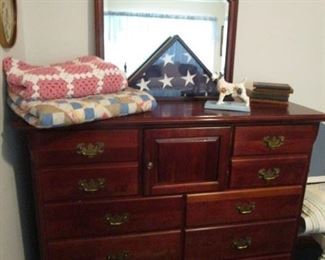 Beautiful Cresent man's Chest with mirror....Wall Decor, Several U.S. Flags,etc....