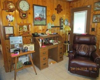 Clock, Radio Collection... Like New Lazy Boy Recliner, Artwork, Home office Desk,etc...